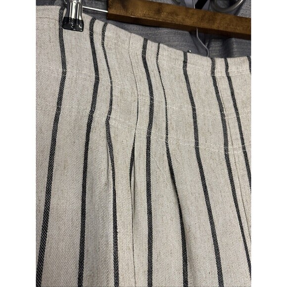 Worthington Wide Leg Linen Blend Cream & Black Stripes High Waist Size 16 - Picture 3 of 9